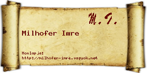 Milhofer Imre névjegykártya